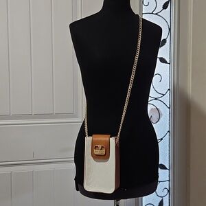 Valentina Leather Cream Tan Small Crossbody Phone Bag